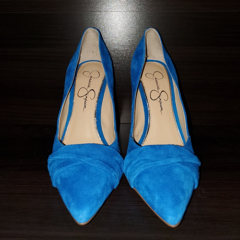 New, Never Worn, Blue Suede, Heels/Pumps, Size 7